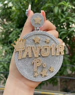 Load image into Gallery viewer, Hip Hop Disk Round Fully Lab Grown Bling Letter Diamond Pendant