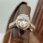 Load image into Gallery viewer, Oval Shape Diamond Halo Solid Gold Vintage Wedding Engagement Ring