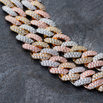 Load image into Gallery viewer, 3 Tone Prong Cuban Link Choker White Gold