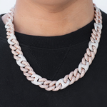 Load image into Gallery viewer, Two-Tone Diamond Cuban Link Chain (15mm) in Rose/White Gold