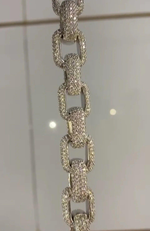 Load image into Gallery viewer, 12mm White Gold Round Lab Grown Linking Design Cuban Link Chain Necklace