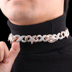 Load image into Gallery viewer, 18k Rose Gold White CZ Diamond Cuban Hip Hop Link Chain Necklace