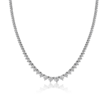 Load image into Gallery viewer, 18 inch White Gold Lab-Created 3-Prong Diamond Riviera Necklace