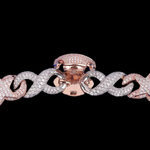 Load image into Gallery viewer, 18k Rose Gold White CZ Diamond Cuban Hip Hop Link Chain Necklace