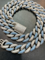 Load image into Gallery viewer, 14mm White & Blue Two-Tone Lab Grown Miami Cuban Chain