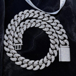 Load image into Gallery viewer, 14 kt Sterling Silver Cuban Chain with Lab Diamond