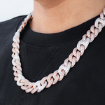 Load image into Gallery viewer, Two-Tone Diamond Cuban Link Chain (15mm) in Rose/White Gold