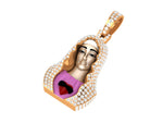 Load image into Gallery viewer, 10K White Gold Enamel Mother Mary 4.5CT Diamond Pendant