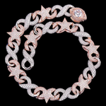 Load image into Gallery viewer, 18k Rose Gold White CZ Diamond Cuban Hip Hop Link Chain Necklace