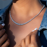 Load image into Gallery viewer, 18 inch White Gold Lab-Created 3-Prong Diamond Riviera Necklace