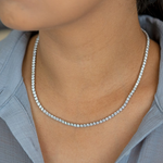 Load image into Gallery viewer, 10ct White Gold Lab-Created 4-Prong Diamond Tennis Necklace