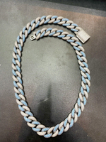 Load image into Gallery viewer, 14mm White & Blue Two-Tone Lab Grown Miami Cuban Chain