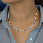 Load image into Gallery viewer, 14k White Gold 6 Carat Diamond Tennis Necklace
