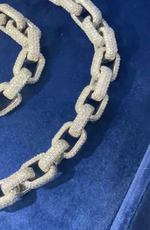 Load image into Gallery viewer, 12mm White Gold Round Lab Grown Linking Design Cuban Link Chain Necklace