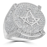 Load image into Gallery viewer, HarlemBling Real Solid 925 Silver Mens Freemason Masonic Ring