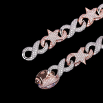 Load image into Gallery viewer, 18k Rose Gold White CZ Diamond Cuban Hip Hop Link Chain Necklace