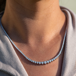 Load image into Gallery viewer, 14K White Gold Lab-Created 3-Prong Diamond Riviera Necklace