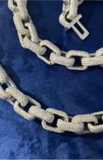 Load image into Gallery viewer, 12mm White Gold Round Lab Grown Linking Design Cuban Link Chain Necklace