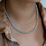 Load image into Gallery viewer, 10ct White Gold Lab-Created 4-Prong Diamond Tennis Necklace