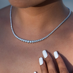 Load image into Gallery viewer, 18 inch White Gold Lab-Created 3-Prong Diamond Riviera Necklace