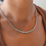 Load image into Gallery viewer, 14K White Gold Lab-Created 3-Prong Diamond Riviera Necklace