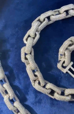 Load image into Gallery viewer, 12mm White Gold Round Lab Grown Linking Design Cuban Link Chain Necklace