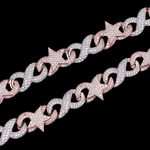 Load image into Gallery viewer, 18k Rose Gold White CZ Diamond Cuban Hip Hop Link Chain Necklace