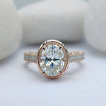 Load image into Gallery viewer, Oval Shape Diamond Halo Solid Gold Vintage Wedding Engagement Ring