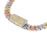 Load image into Gallery viewer, 14K Tri-Tone Gold Diamond Cuban Link Bracelet