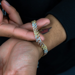 Load image into Gallery viewer, 14K Tri-Tone Gold Diamond Cuban Link Bracelet