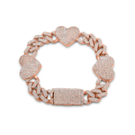 Load image into Gallery viewer, 10/14k Rose Gold Diamond Heart Cuban Link Bracelet