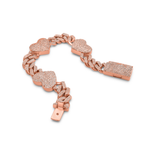 Load image into Gallery viewer, 10/14k Rose Gold Diamond Heart Cuban Link Bracelet