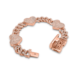 Load image into Gallery viewer, 10/14k Rose Gold Diamond Heart Cuban Link Bracelet