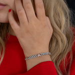 Load image into Gallery viewer, 14k Rose & White Gold Diamond Heart Cuban Link Bracelet