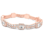 Load image into Gallery viewer, 14k Gold Baguette & Round Diamond Tennis Bracelet 13.5ctw