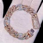 Load image into Gallery viewer, 14 kt Two Tone Lab Grown Diamond Hip Hop Cuban Bracelet