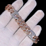 Load image into Gallery viewer, 14 kt Two Tone Lab Grown Diamond Hip Hop Cuban Bracelet