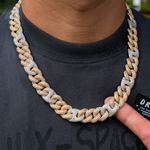 Load image into Gallery viewer, 15mm Two Tone Diamond Cuban Link Necklace