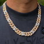 Load image into Gallery viewer, 15mm Two Tone Diamond Cuban Link Necklace