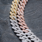 Load image into Gallery viewer, 18mm VVS Round Lab Grown Diamond Three Tone Miami Cuban Link Chain Necklace