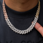 Load image into Gallery viewer, 18mm VVS Round Lab Grown Diamond Three Tone Miami Cuban Link Chain Necklace