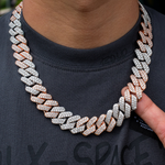 Load image into Gallery viewer, 19mm Two-Tone Diamond Cuban Link Chain in Rose/White Gold