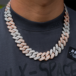 Load image into Gallery viewer, 19mm Two-Tone Diamond Cuban Link Chain in Rose/White Gold