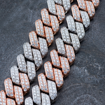 Load image into Gallery viewer, 19mm Two-Tone Diamond Cuban Link Chain in Rose/White Gold