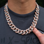 Load image into Gallery viewer, Two Tone Lab Grown Diamond Square Baguette Cuban Link Chain