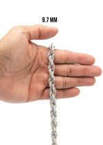 Load image into Gallery viewer, 10mm Iced Lab Grown Rope Chain Necklace White Gold Plated D VVS Lab Grown Diamond Link Necklace