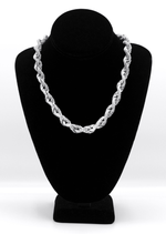 Load image into Gallery viewer, 10mm Iced Lab Grown Rope Chain Necklace White Gold Plated D VVS Lab Grown Diamond Link Necklace