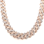Load image into Gallery viewer, 10mm Two Tone Rose and White Lab Grown Diamond Cuban Chain