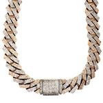 Load image into Gallery viewer, 10mm Two Tone Rose and White Lab Grown Diamond Cuban Chain