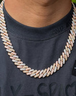 Load image into Gallery viewer, 3 Tone Prong Cuban Link Choker White Gold